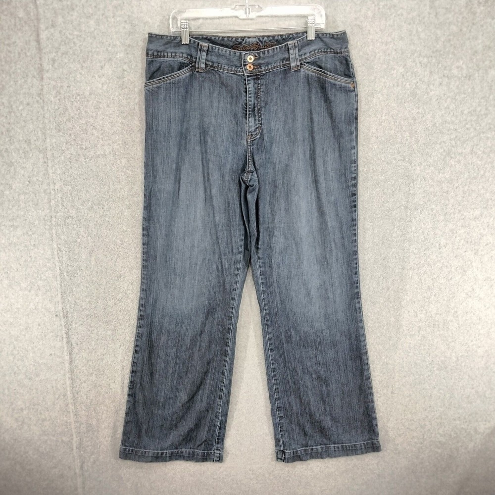 Eddie Bauer Curvy Jeans Womens Size 16R Blue High Rise Straight Leg Relaxed Fit